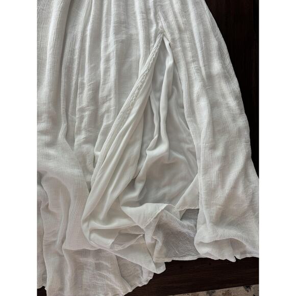 Cutout Dress Womens Medium White Maxi Resort Halter Open Waist Back Boho - Picture 8 of 9